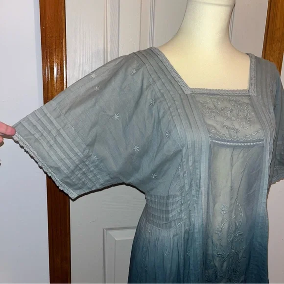 HOLDING HORSES • Anthropologie Ombre Ocean Dipped Lace & Embroidered Dress - Picture 6 of 16